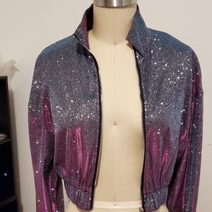 Sparkly Cropped Retro Long Sleeved Jacket